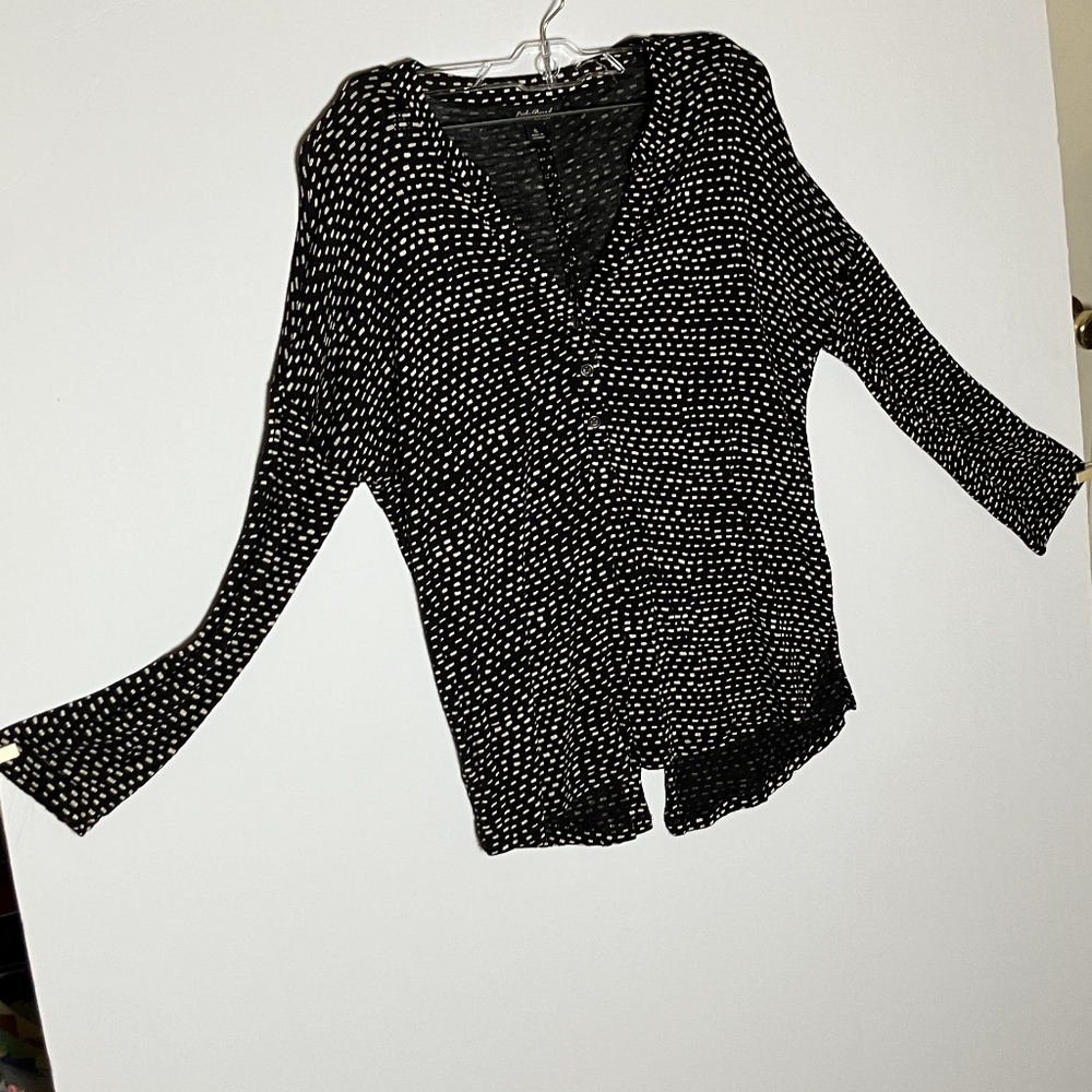 Lucky Brand Woman's Black and White Polka Dot Blouse